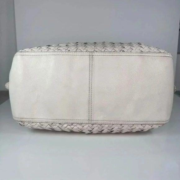 Cole Haan "Village Weave" SU06 Ivory Leather Woven Shoulder Bag Tote Boho Chic - Picture 6 of 9
